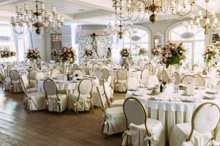 Wedding decorations around seating area